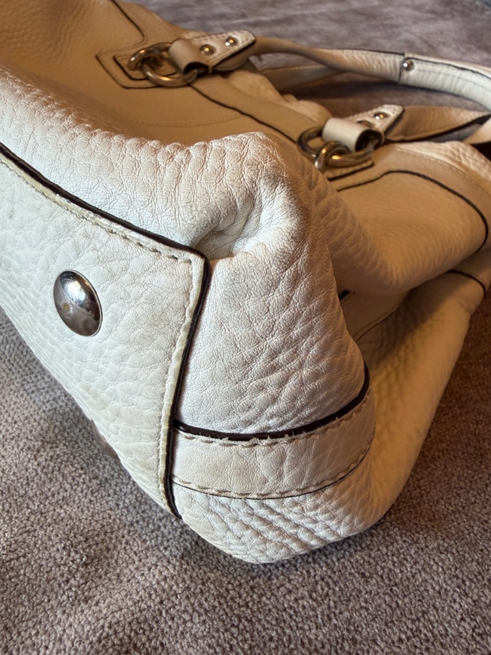 COACH Penelope Ivory Pebbled Leather Shoulder Handbag F14686 - Picture 7 of 16